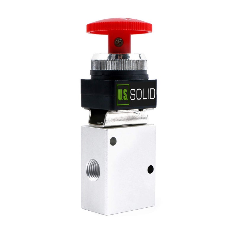 U.S. Solid 1/4inches NPT Red Latching Mushroom Style Push Button 3 Way, 2 Position Pneumatic Control Mechanical Valve from U.S. Solid - Image 1